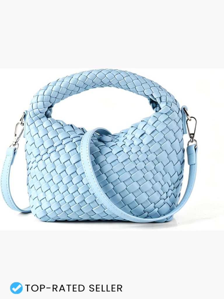 Woven Vegan Leather Crossbody Satchel Handbag Shoulder Purse Tote Adjustable